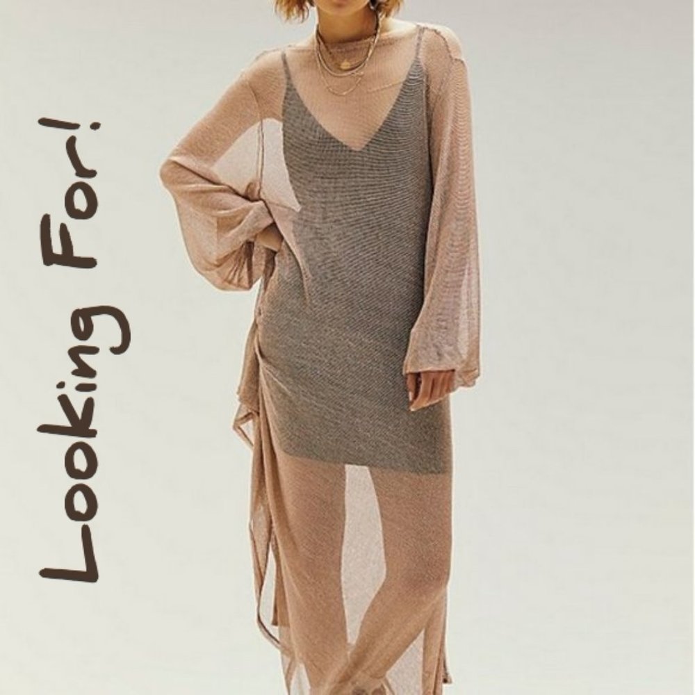 ISO Free People Daybreak Midi Dress Sz XS / S Color Metallic Gold